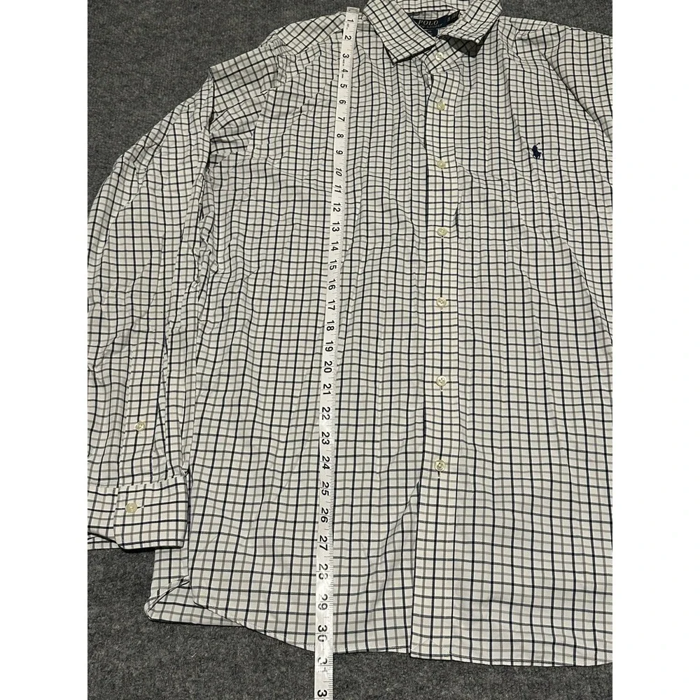 Polo Ralph Lauren Men's XL White Plaid Button Up Shirt Nylon Lightweight